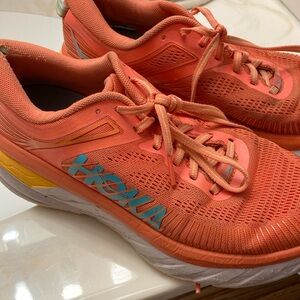Hoka Orange/Coral Yellow Athletic Sneakers